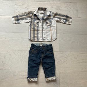 Burberry baby boy shirt and jeans 9 m